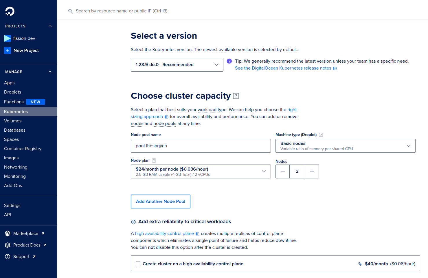 Creating Kubernetes cluster on Digital Ocean