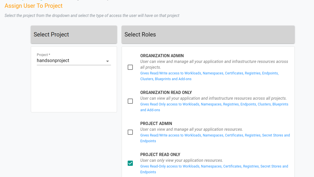 Assining permissions to the project